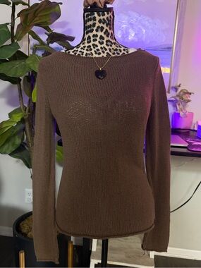 J. Crew Brown Scoop Neck Lightweight Knit Sweater